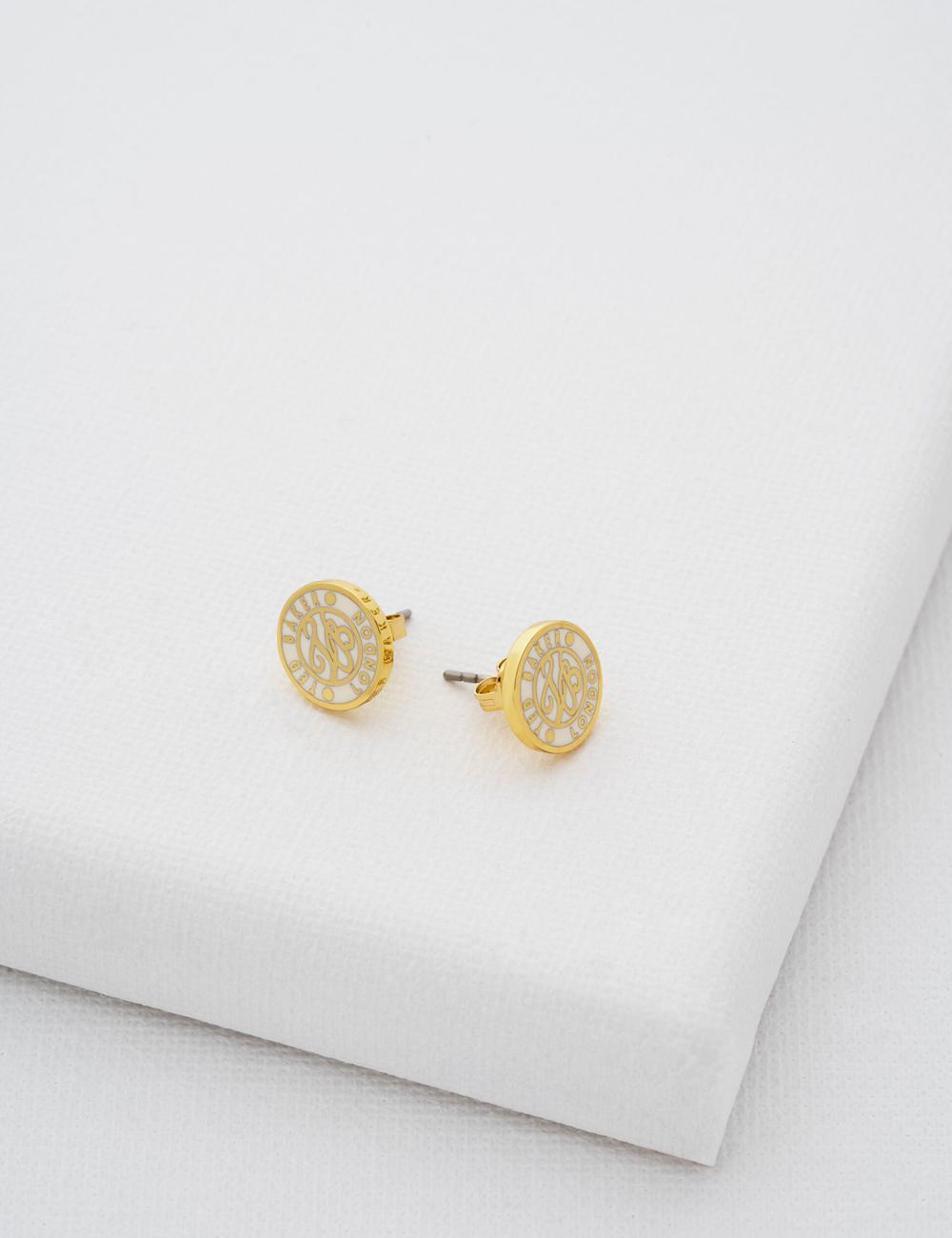 Gold Ted Baker MONLIA - Monogram Logo Stud Women Earrings | SG  3694-JTQNM