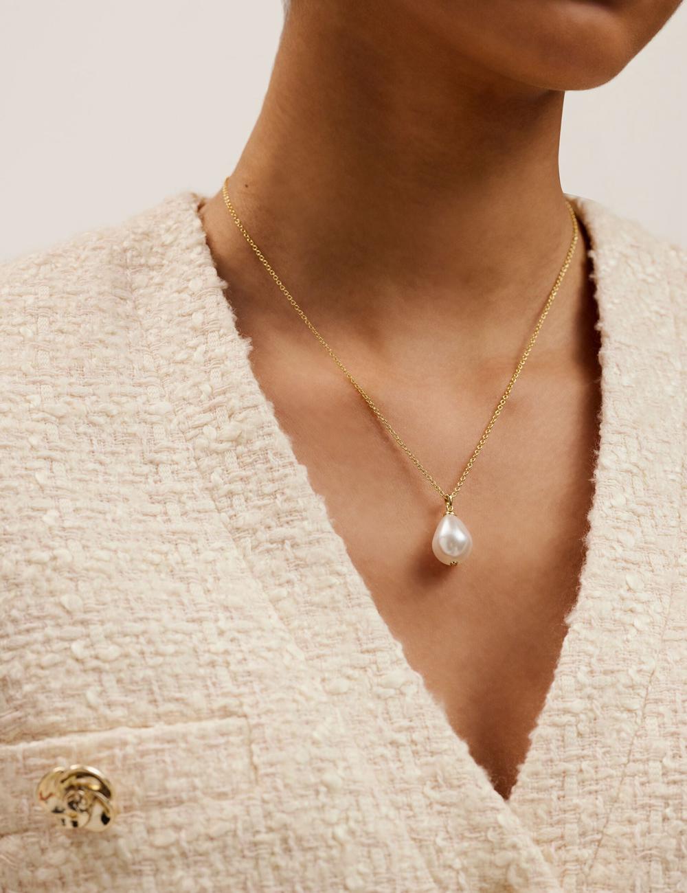 Gold Ted Baker PARMLIA - Pearl Drop Pendant Women Necklaces | SG  2358-YOZQP