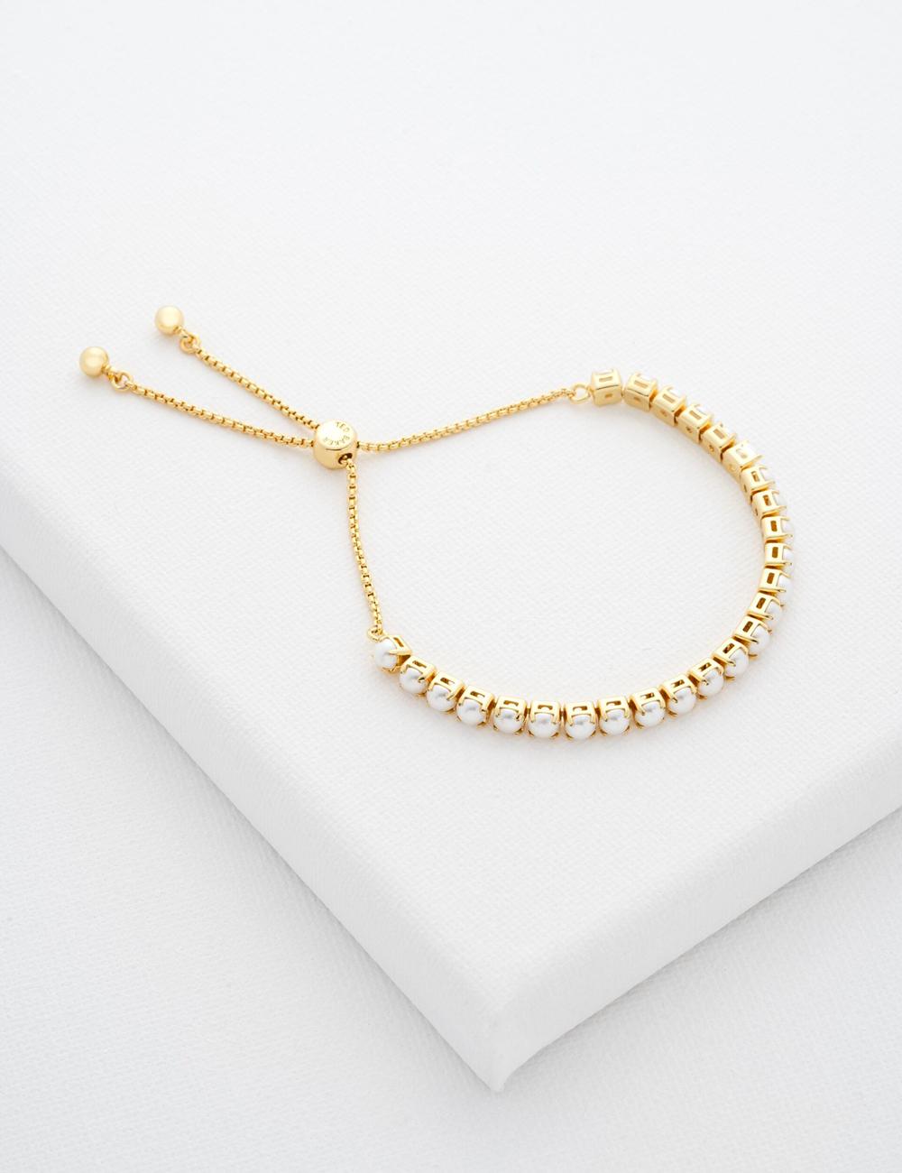 Gold Ted Baker PERRMEL - Pearl Adjustable Tennis Women Bracelets | SG  9413-MHCRQ