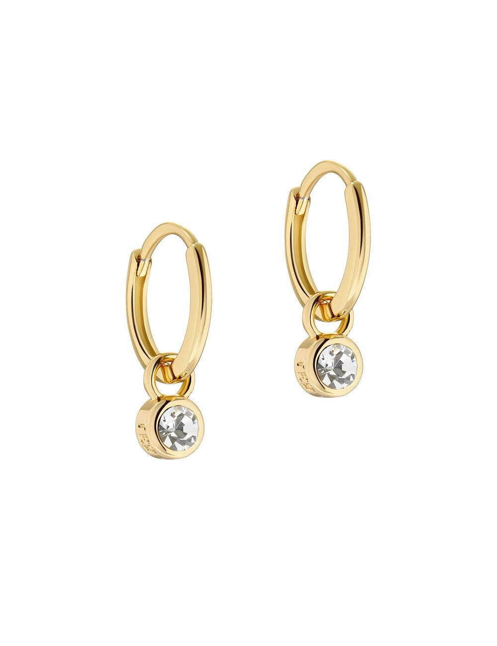 Gold Ted Baker SINALAA - Crystal Pendant Huggie Women Earrings | SG  0784-RHVJU