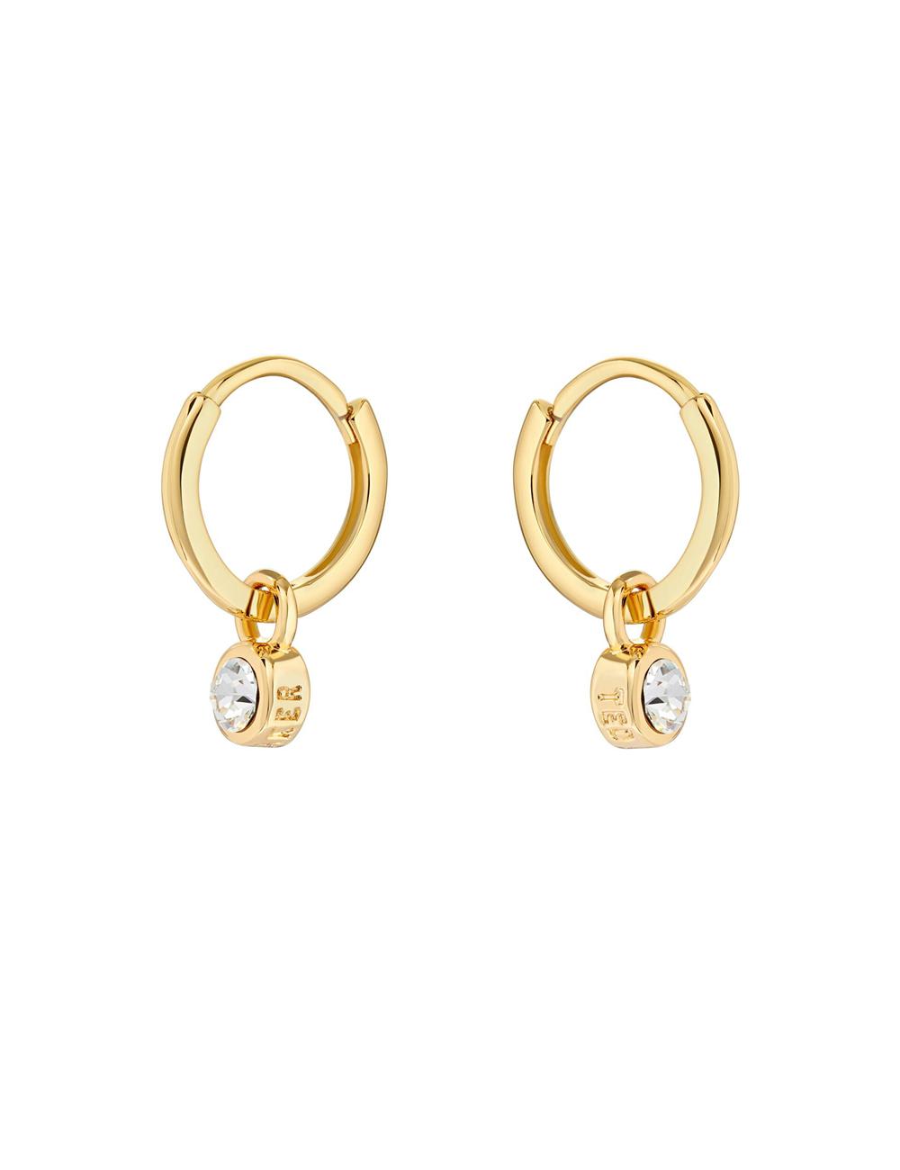 Gold Ted Baker SINALAA - Crystal Pendant Huggie Women Earrings | SG  0784-RHVJU