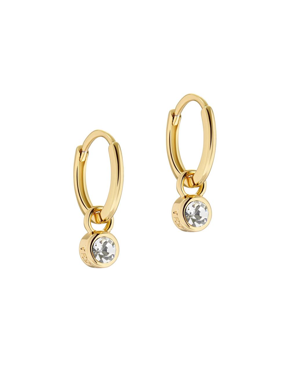 Gold Ted Baker SINALAA - Crystal Pendant Huggie Women Earrings | SG  0784-RHVJU