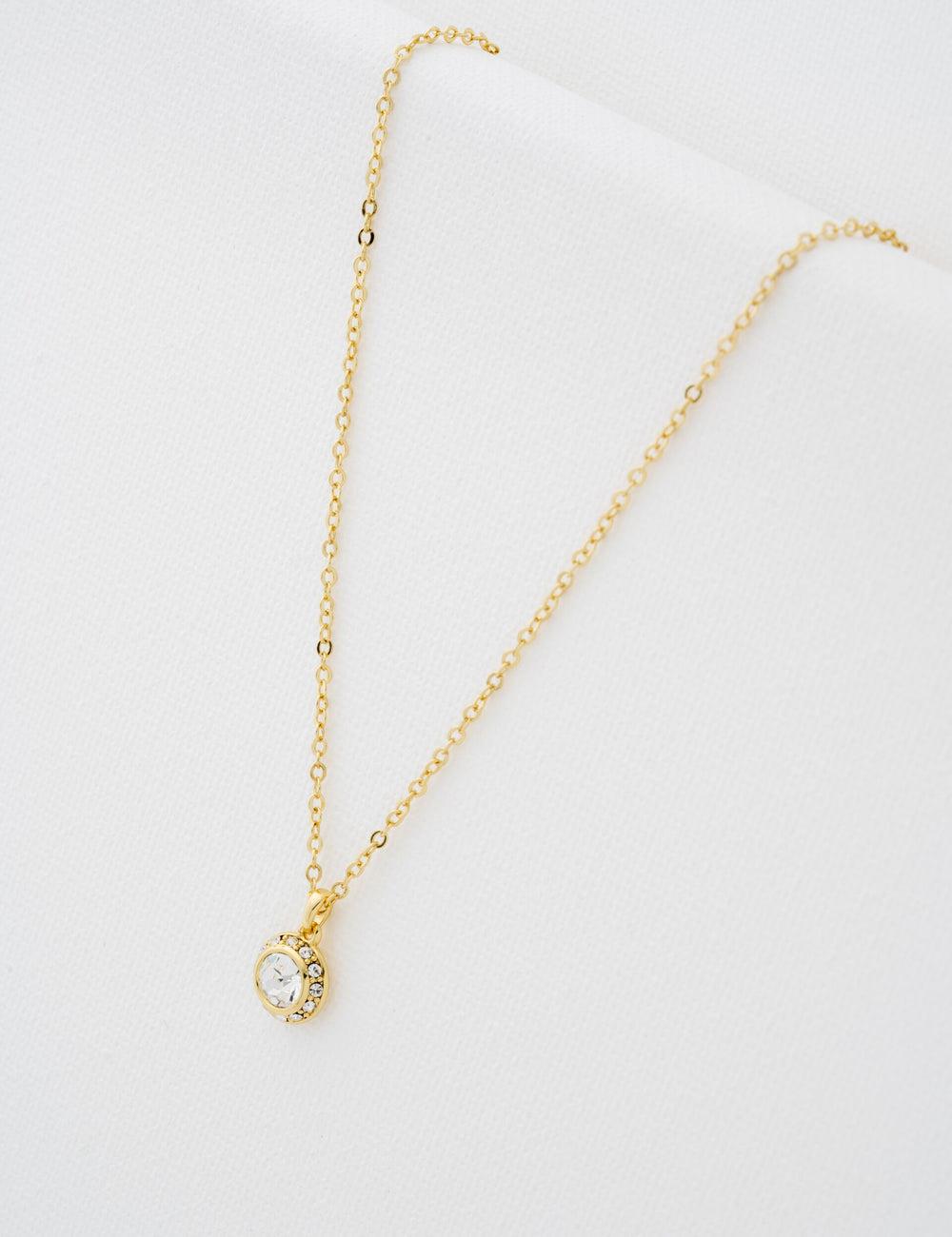 Gold Ted Baker SOLTELL - Solitaire Sparkle Crystal Pendant Women Necklaces | SG  6049-MOSZW