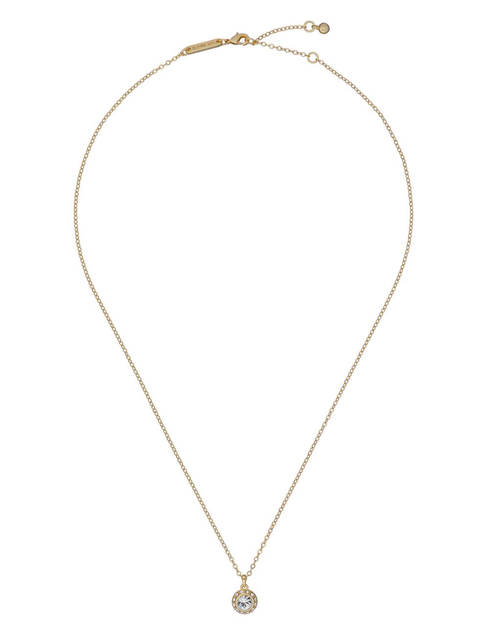 Gold Ted Baker SOLTELL - Solitaire Sparkle Crystal Pendant Women Necklaces | SG  6049-MOSZW