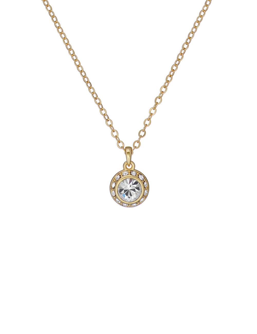 Gold Ted Baker SOLTELL - Solitaire Sparkle Crystal Pendant Women Necklaces | SG  6049-MOSZW
