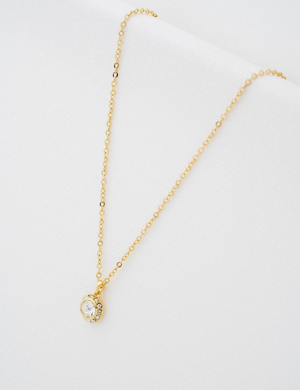 Gold Ted Baker SOLTELL - Solitaire Sparkle Crystal Pendant Women Necklaces | SG  6049-MOSZW
