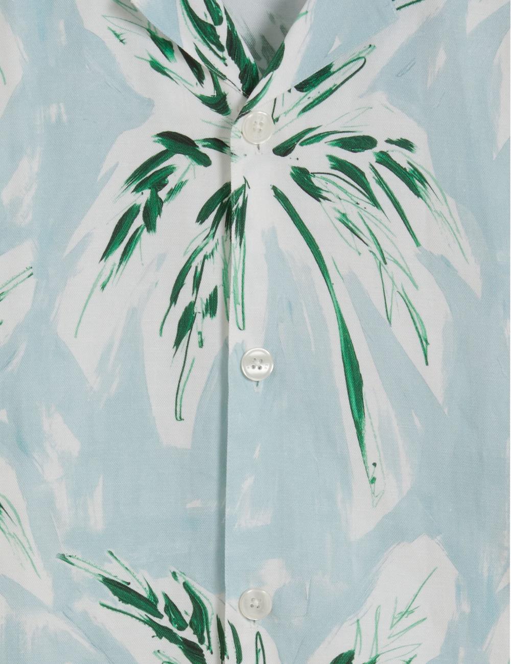 Green Ted Baker BOCHE - Short Sleeve Regular Tropical Palm Tree Men Casual Shirts | SG  1058-FMABU