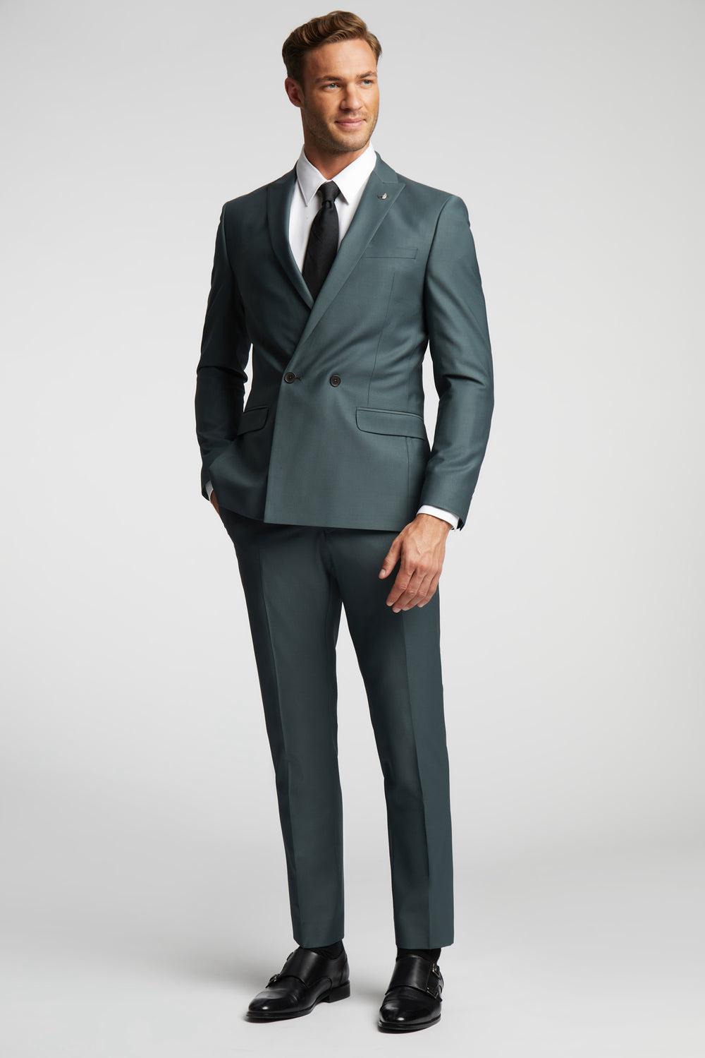 Green Ted Baker LUNANTS - Wool Blend Slim Suit Men Trousers | SG  5426-YWXUG