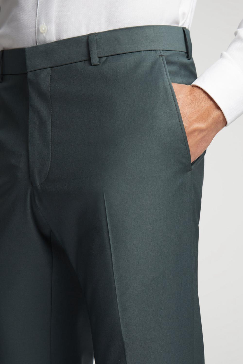 Green Ted Baker LUNANTS - Wool Blend Slim Suit Men Trousers | SG  5426-YWXUG