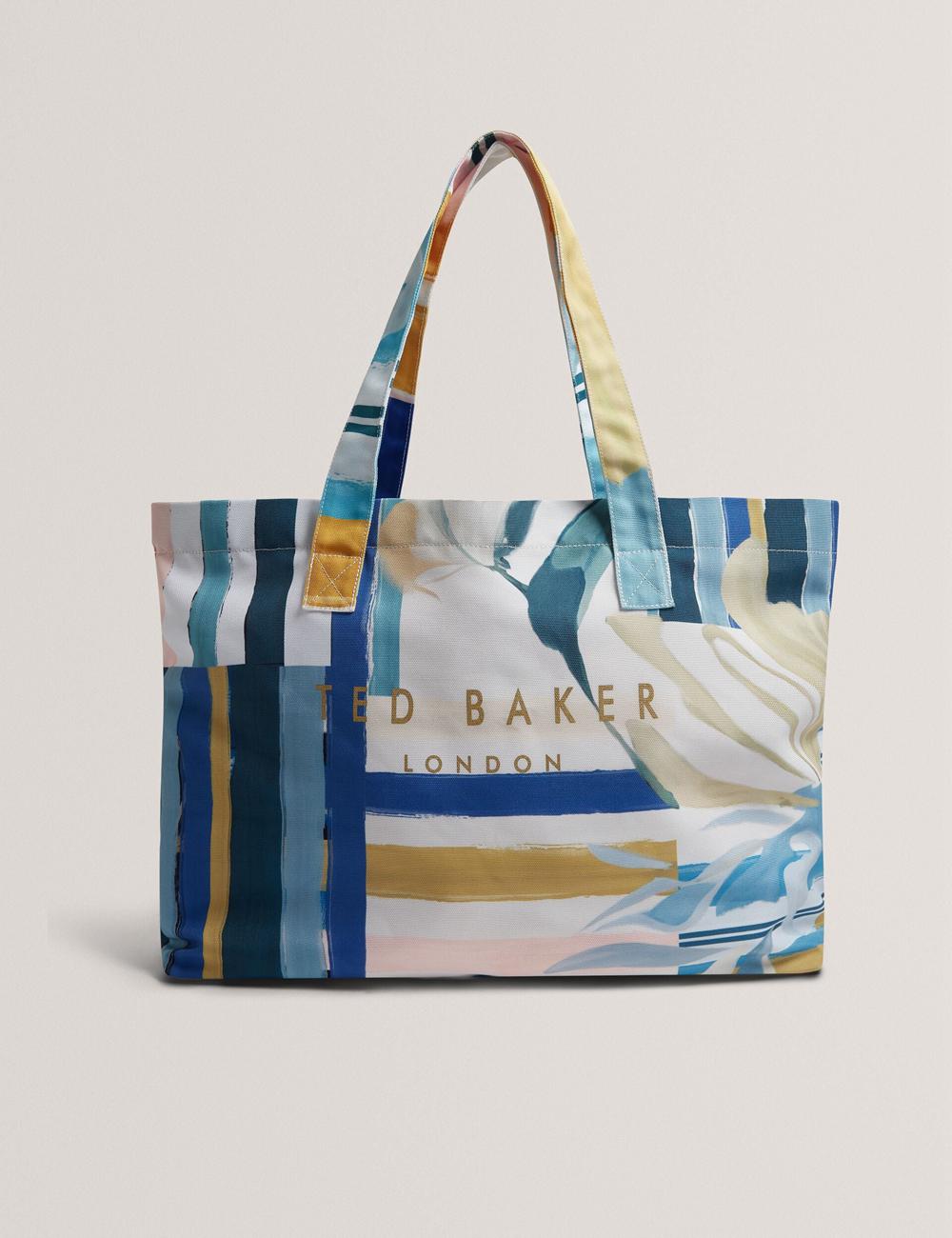 Green Ted Baker SHELYSS - Printed Beach & Flip Flops Set Women Tote Bags | SG  6520-SOHQK