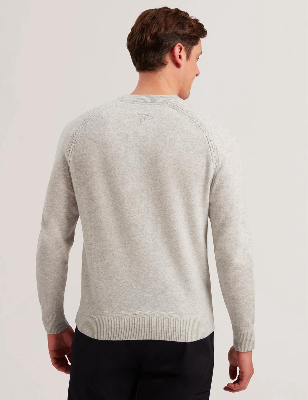 Grey Ted Baker GLANT - Cashmere Cable Detail Crew Neck Men Jumpers | SG  1794-RCOKL