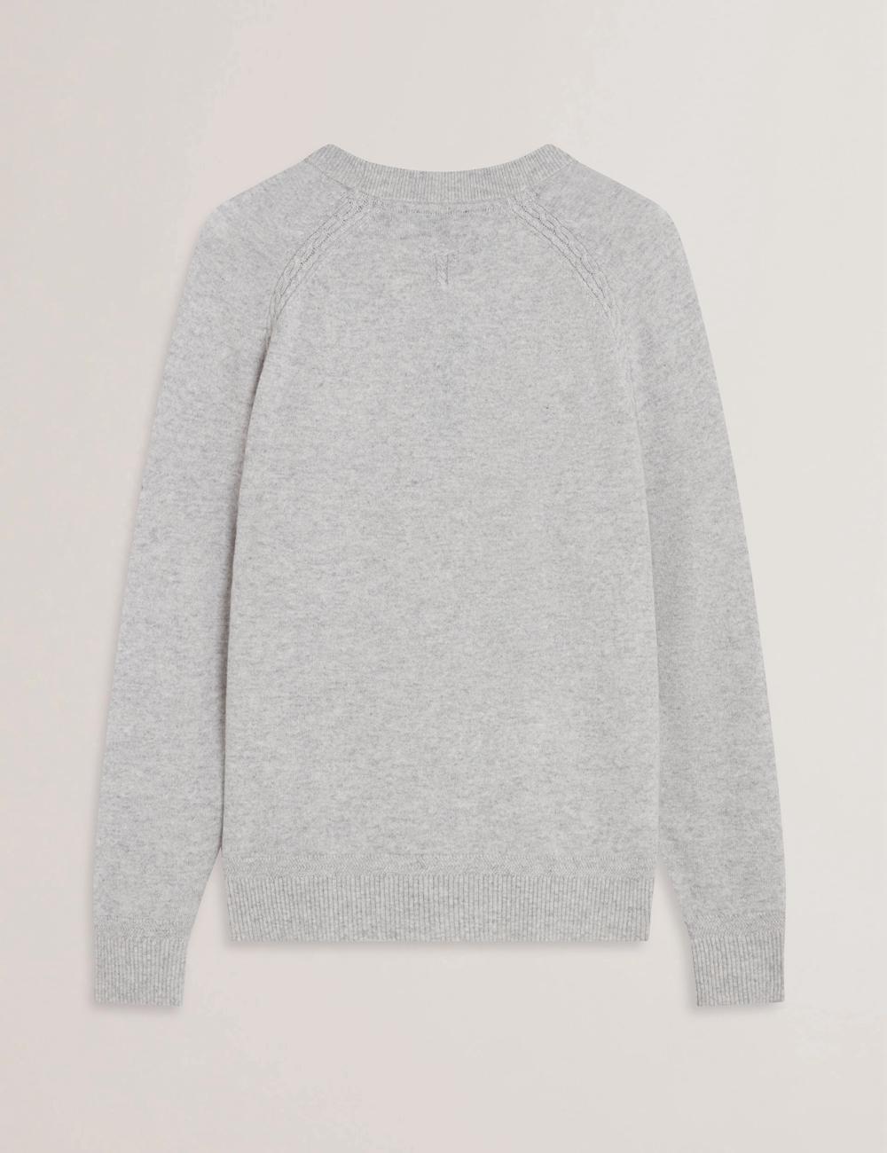 Grey Ted Baker GLANT - Cashmere Cable Detail Crew Neck Men Jumpers | SG  1794-RCOKL