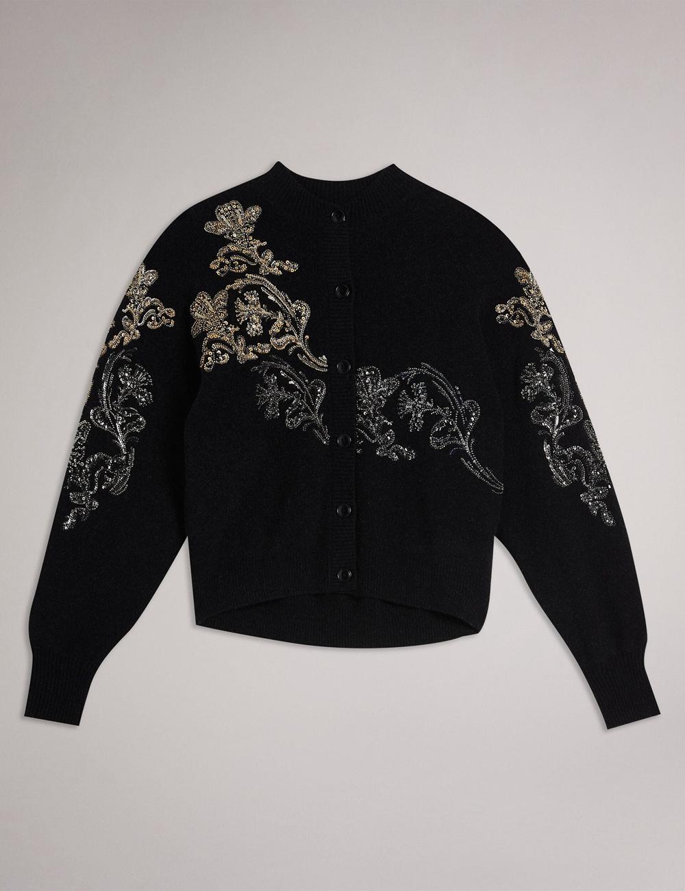 Grey Ted Baker JENIIYY - Sequin Embellished Wool Bomber Women Cardigans | SG  1043-VOBYT