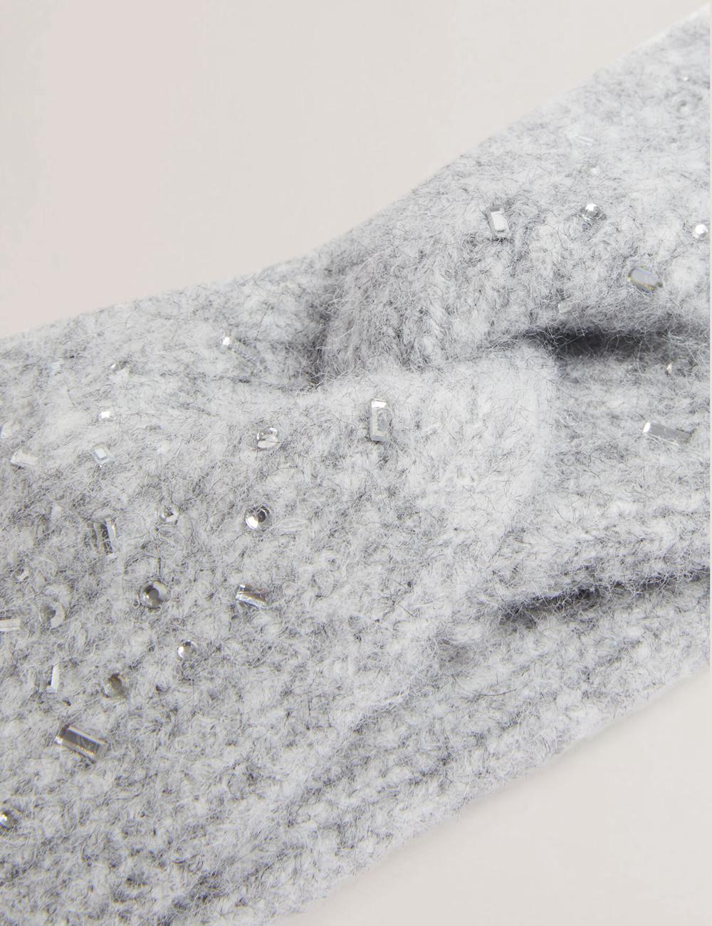 Grey Ted Baker PENAOPA - Rhinestone Detail Knitted Women Headbands | SG  3102-IGWVR