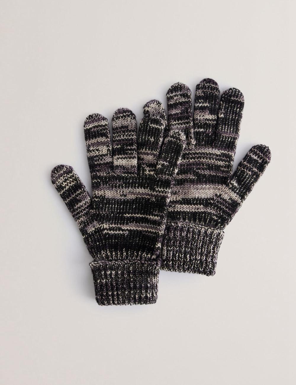 Grey Ted Baker PERCIYS - Marl Knit Ribbed Cuff Men Gloves | SG  0864-VBSLI