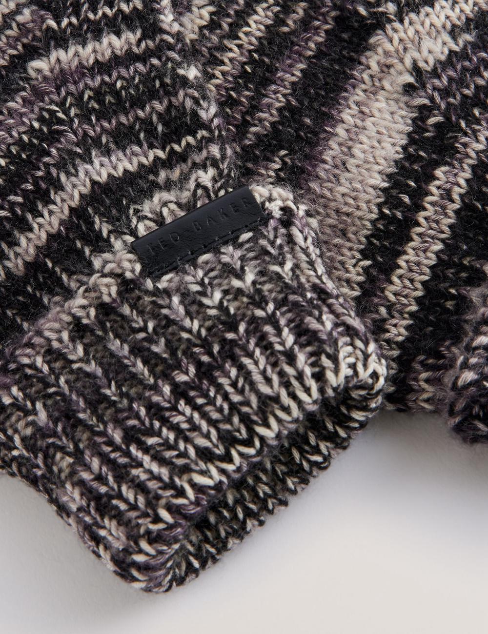 Grey Ted Baker PERCIYS - Marl Knit Ribbed Cuff Men Gloves | SG  0864-VBSLI