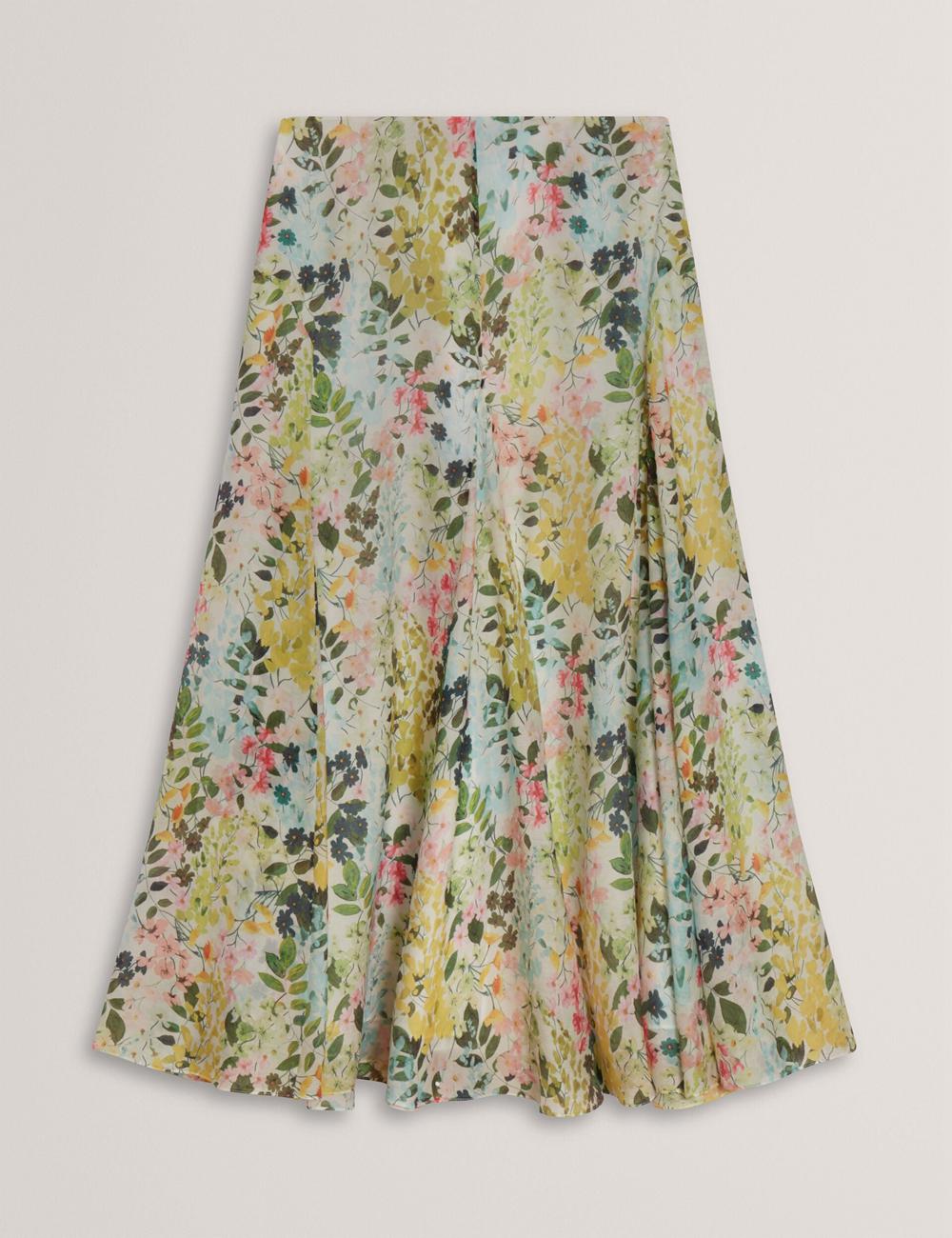 Ivory Ted Baker AZULLA - Floral A-Line Woven Women Midi Skirts | SG  8495-MDUPB