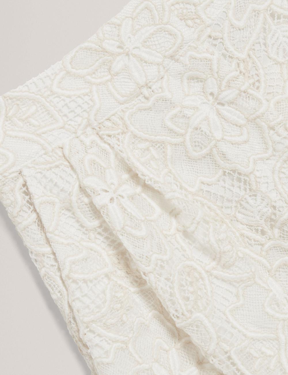 Ivory Ted Baker BOWIA - Lace High Waisted Tailored Women Shorts | SG  4908-CZMFI