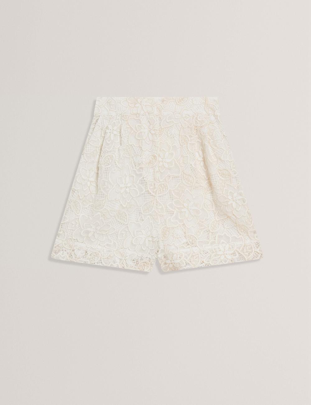 Ivory Ted Baker BOWIA - Lace High Waisted Tailored Women Shorts | SG  4908-CZMFI