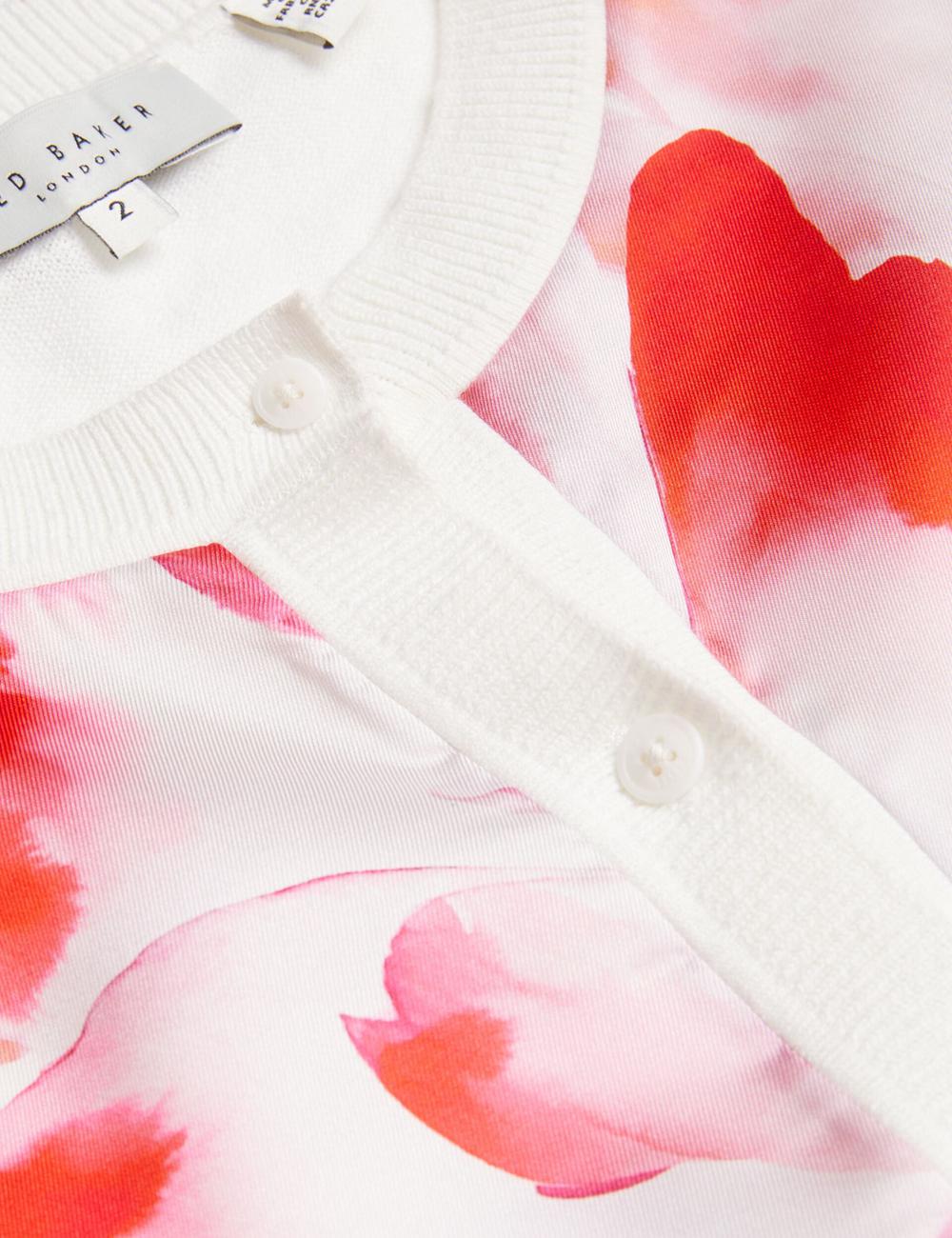 Ivory Ted Baker DARCIYY - Printed Front 3/4 Sleeve Women Cardigans | SG  1097-GKRWX