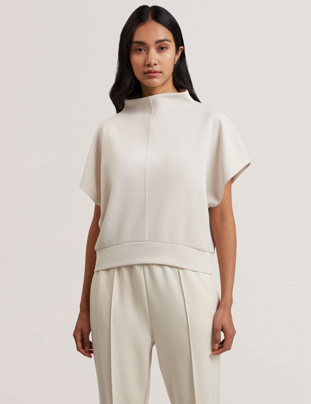 Ivory Ted Baker HALIYY - Funnel Neck Boxy Short Sleeve Women Sweatshirts | SG  5879-SXVTG