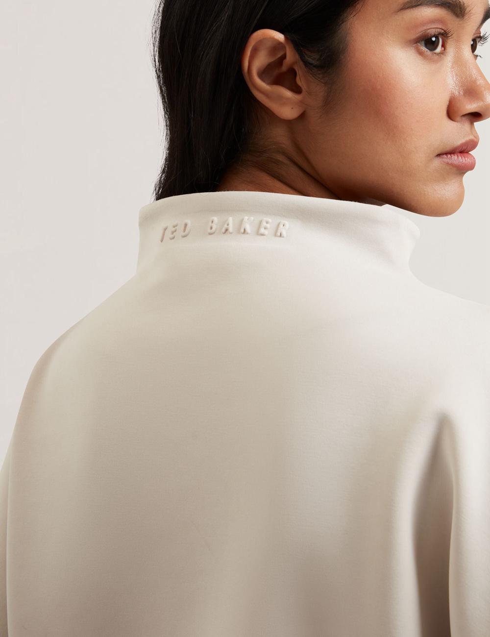 Ivory Ted Baker HALIYY - Funnel Neck Boxy Short Sleeve Women Sweatshirts | SG  5879-SXVTG