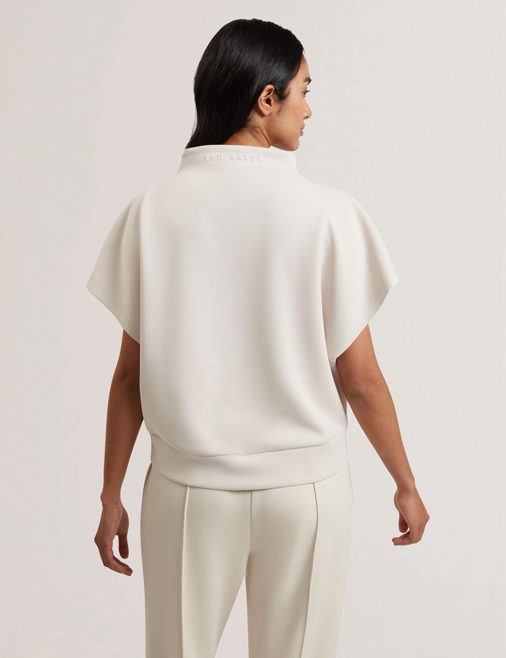 Ivory Ted Baker HALIYY - Funnel Neck Boxy Short Sleeve Women Sweatshirts | SG  5879-SXVTG