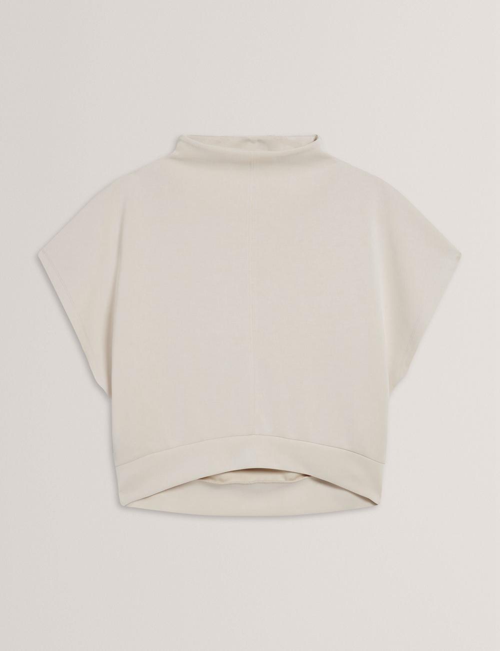 Ivory Ted Baker HALIYY - Funnel Neck Boxy Short Sleeve Women Sweatshirts | SG  5879-SXVTG