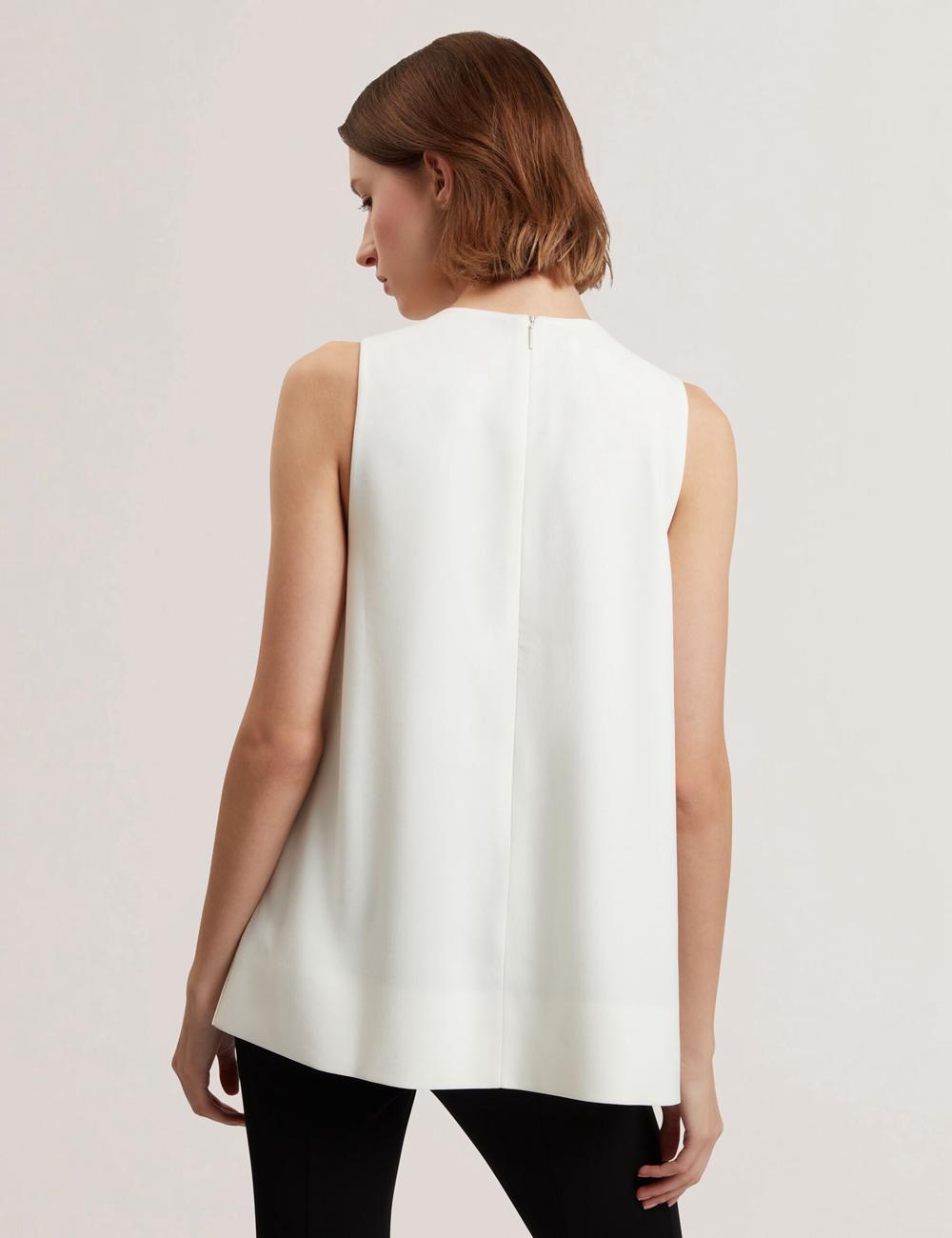 Ivory Ted Baker ICANA - Draped Front Asymmetric Sleeveless Women Tops | SG  3276-TMQHA