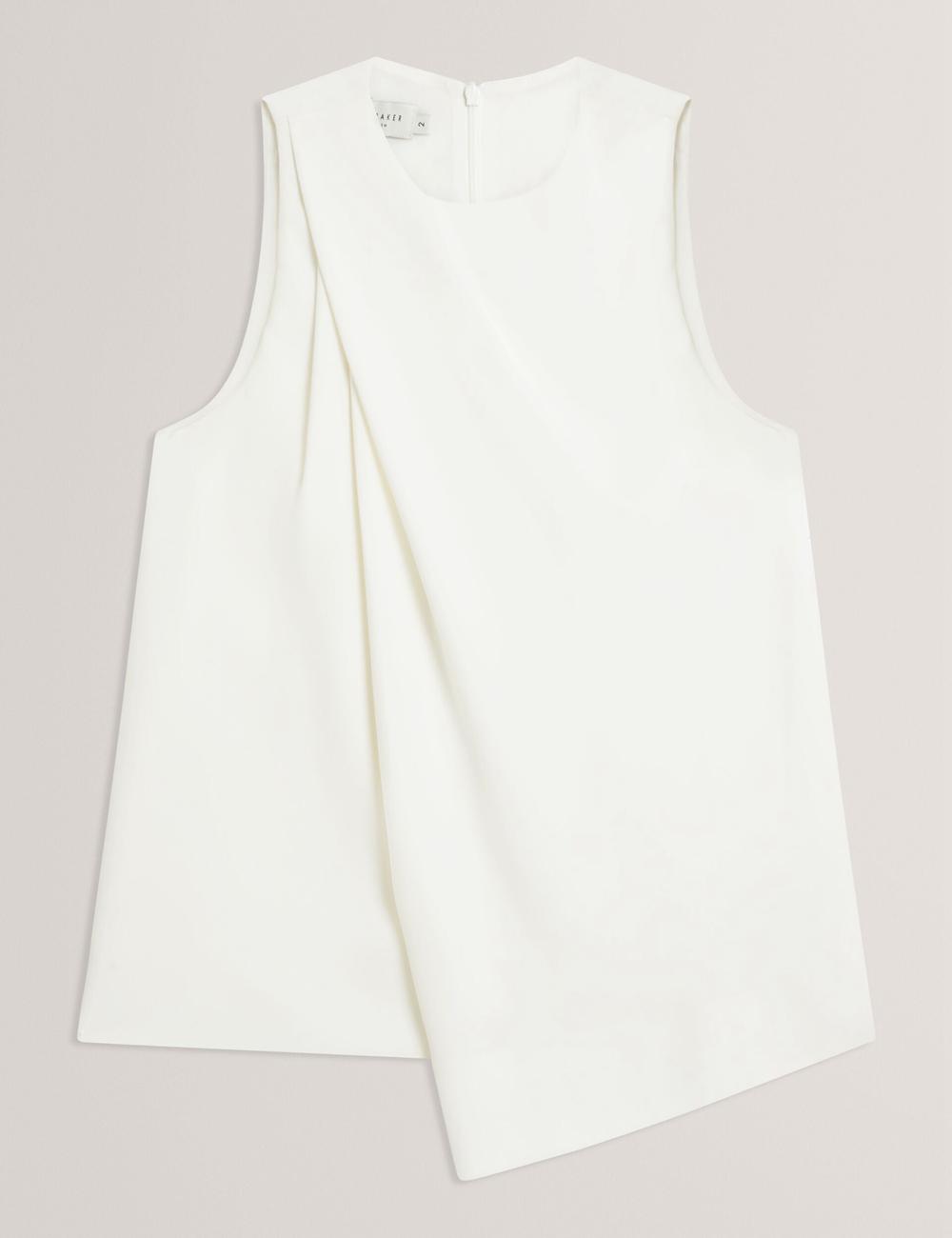 Ivory Ted Baker ICANA - Draped Front Asymmetric Sleeveless Women Tops | SG  3276-TMQHA