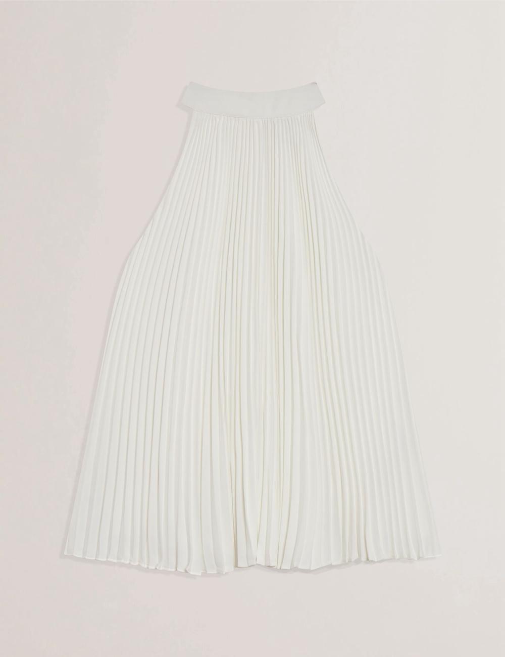 Ivory Ted Baker JAMAYA - High Halter Neck Pleated Sleeveless Women Tops | SG  9246-PJNYG