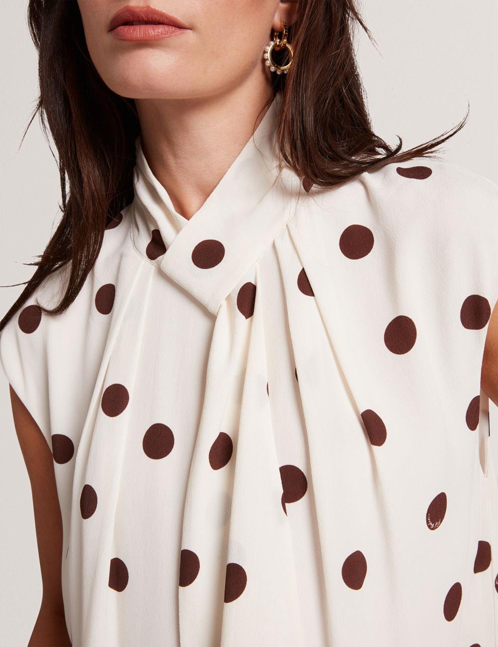 Ivory Ted Baker JUTUVA - Polka Dot Neck Shift Women Mini Dresses | SG  5689-WDQFB