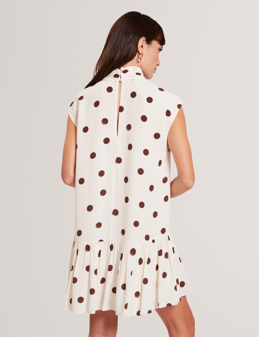 Ivory Ted Baker JUTUVA - Polka Dot Neck Shift Women Mini Dresses | SG  5689-WDQFB