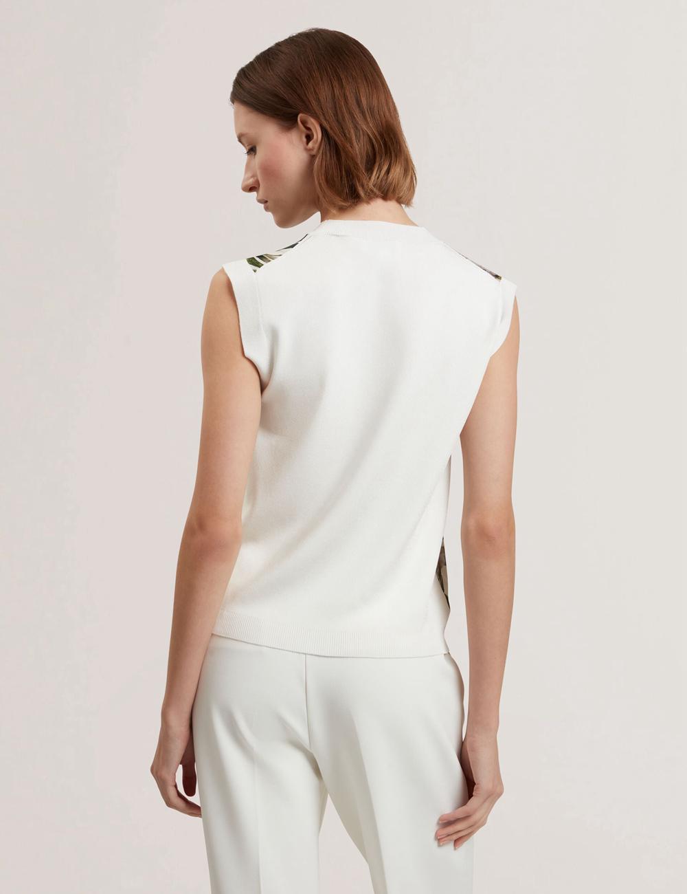 Ivory Ted Baker LIILEA - Floral Print Front Boxy Knitted Women Tops | SG  0426-ZAGEY