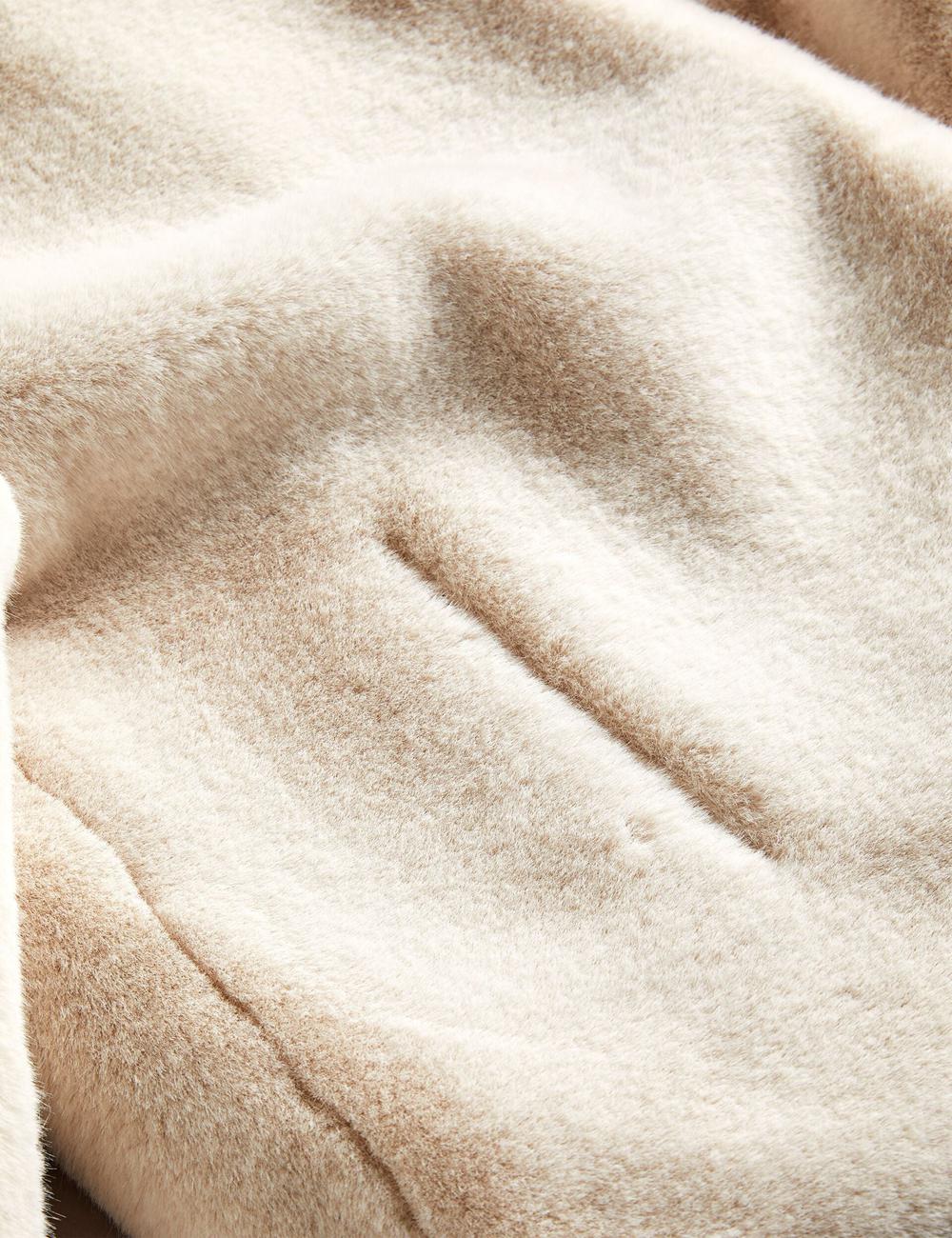 Ivory Ted Baker LILIAM - Faux Fur Collared Short Coat Women Jackets | SG  6297-DNSWH
