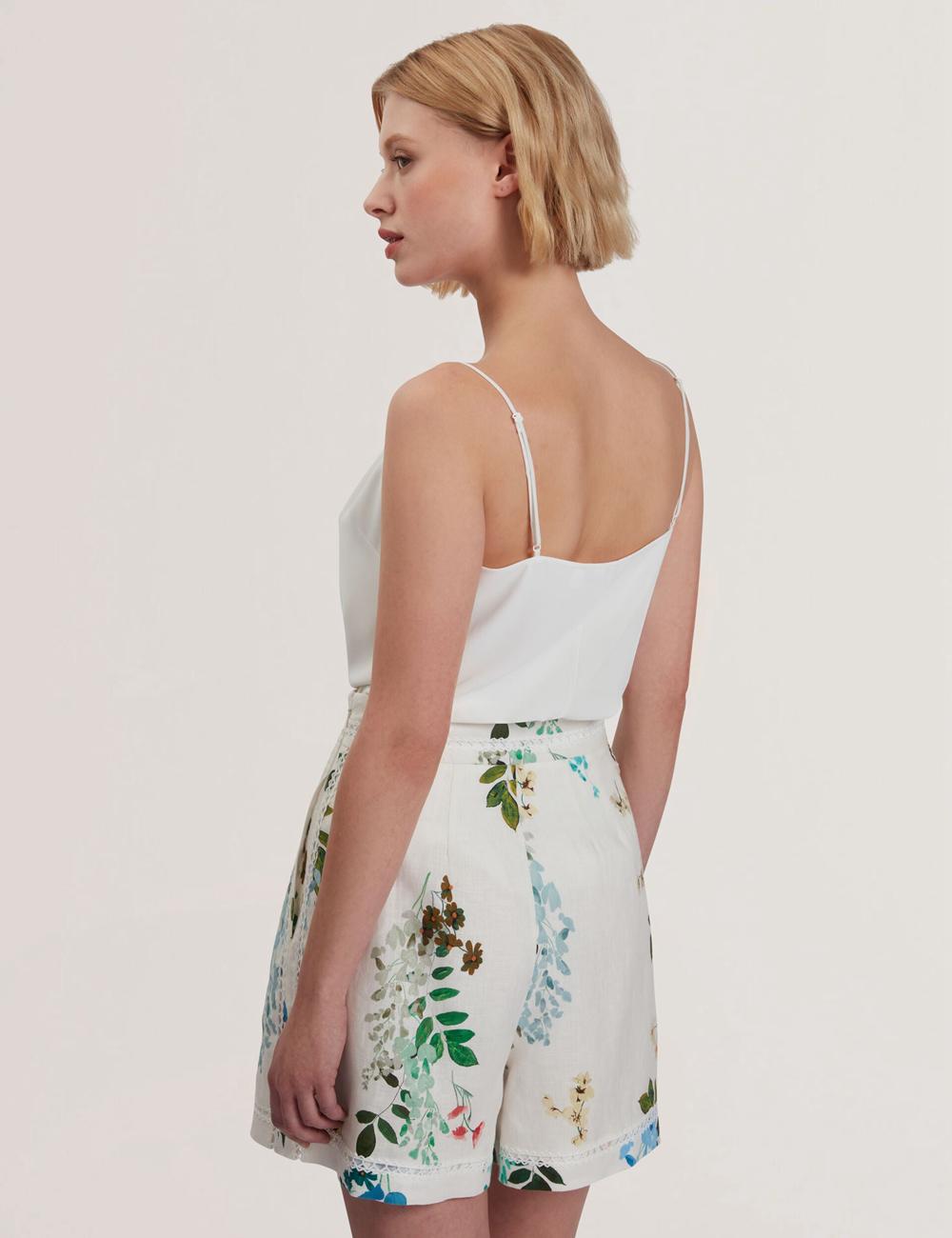 Ivory Ted Baker LULEA - Chiffon Detail V-Neck Strappy Cami Women Tops | SG  9567-DPUJV