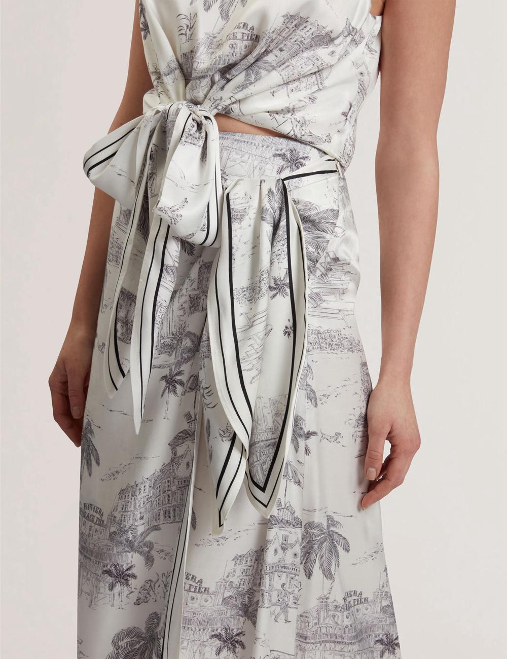 Ivory Ted Baker MELVA - Printed Detail Wrap Women Midi Skirts | SG  2348-WVHCK