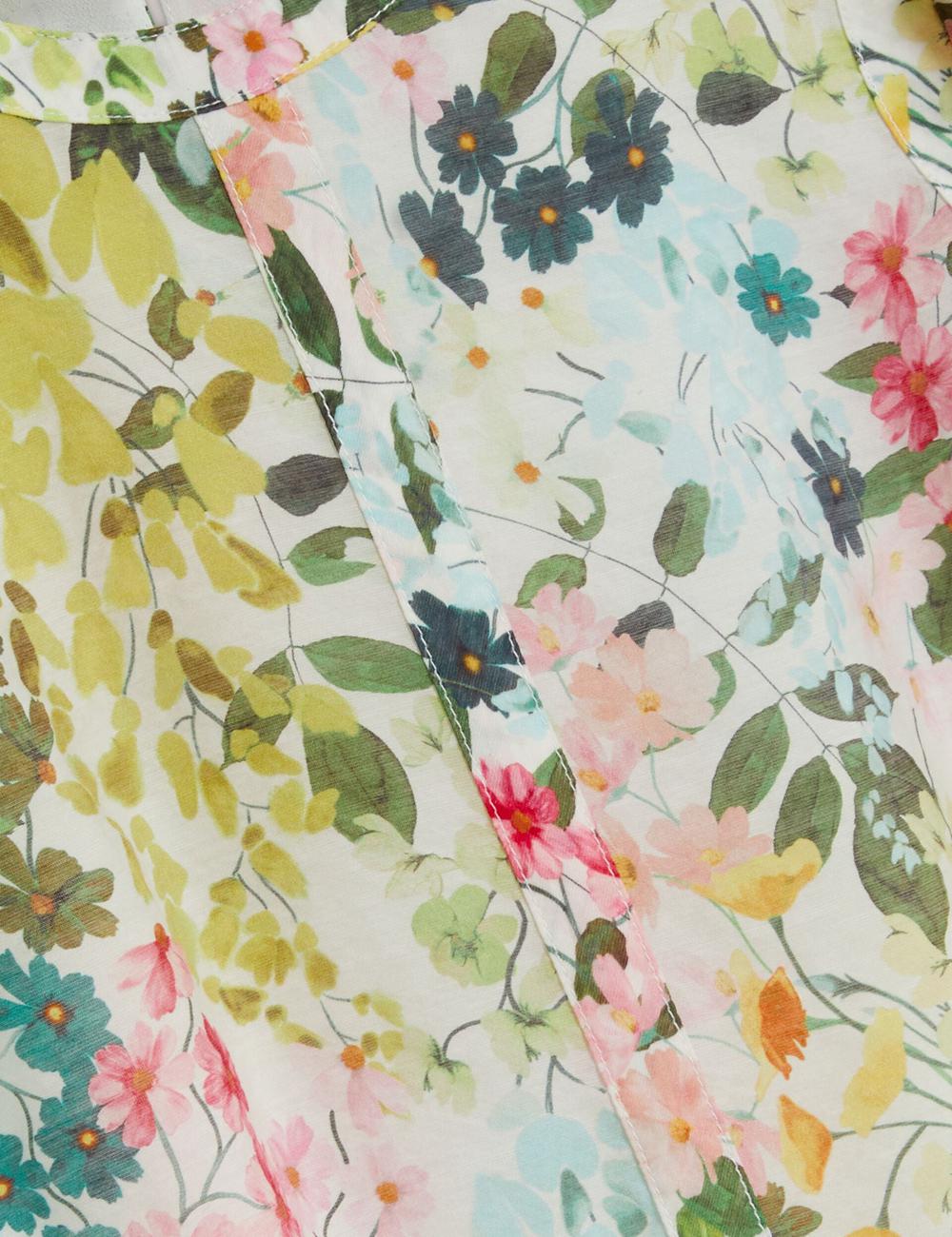 Ivory Ted Baker MICHA - Floral Binding Detail Puffed Sleeve Women Blouses | SG  1385-WGNPQ