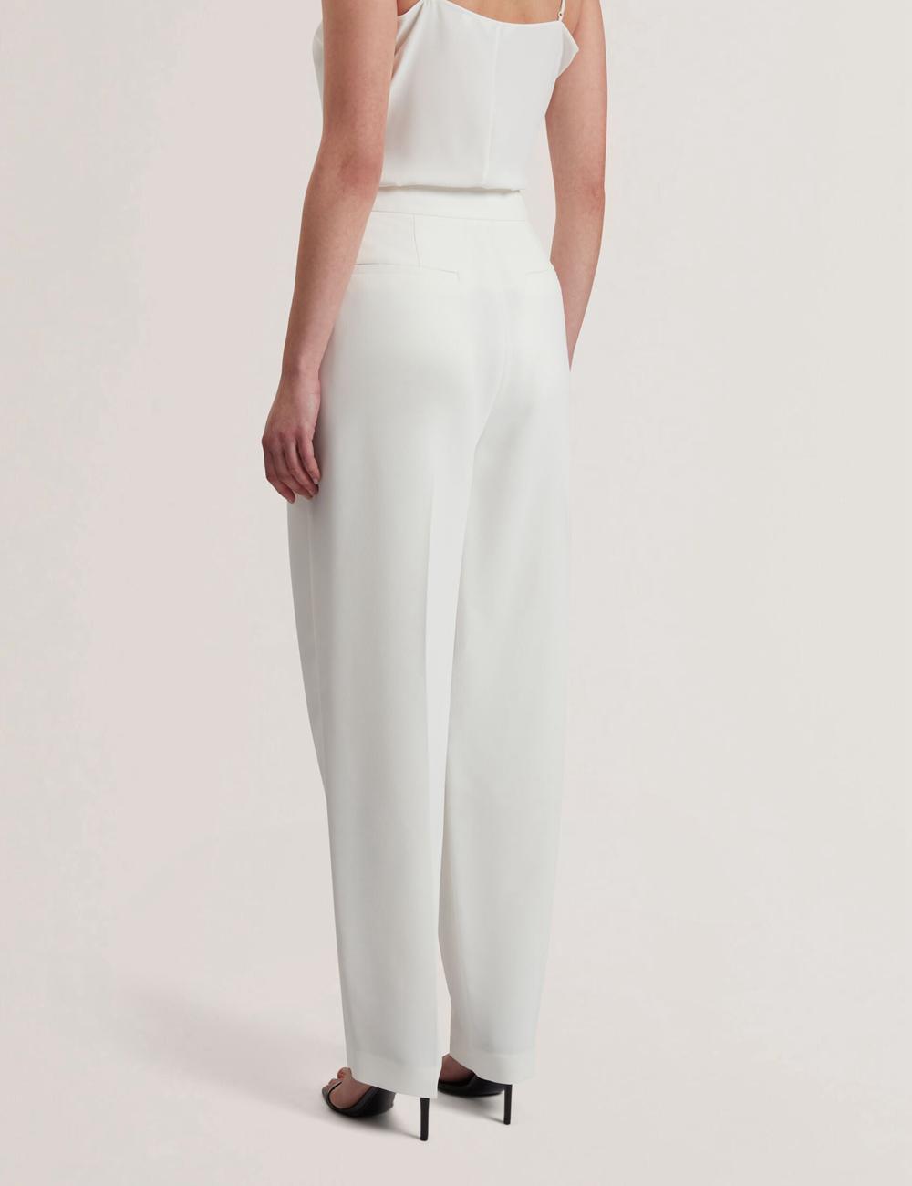 Ivory Ted Baker MORRIAT - Barrel Leg Woven Tailored Women Trousers | SG  8367-BAHMO