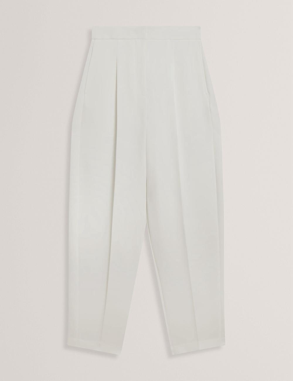 Ivory Ted Baker MORRIAT - Barrel Leg Woven Tailored Women Trousers | SG  8367-BAHMO