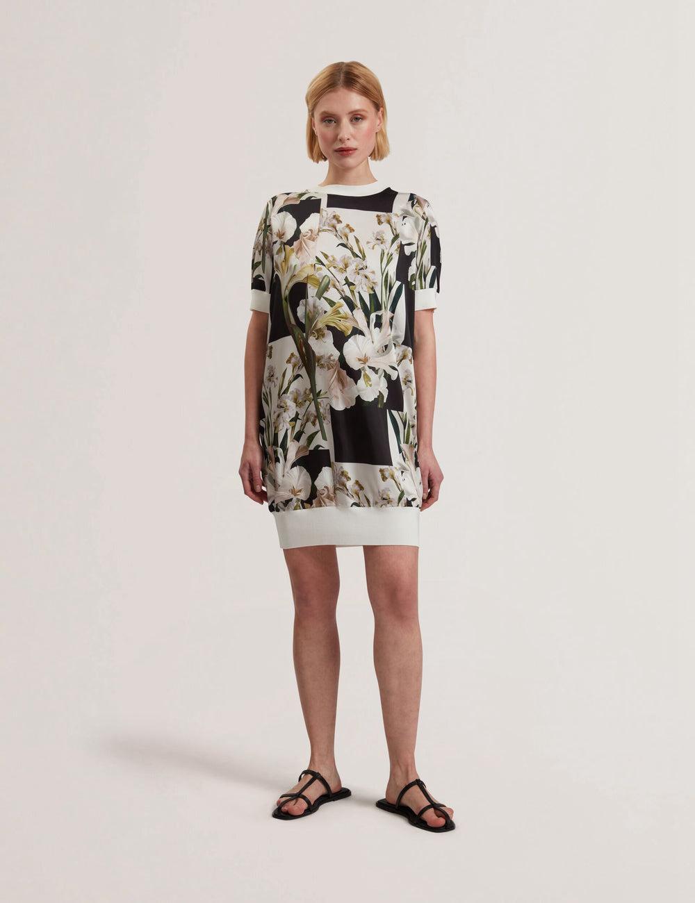 Ivory Ted Baker RONEEA - Printed Front Knitted Women Mini Dresses | SG  4281-VZWIC