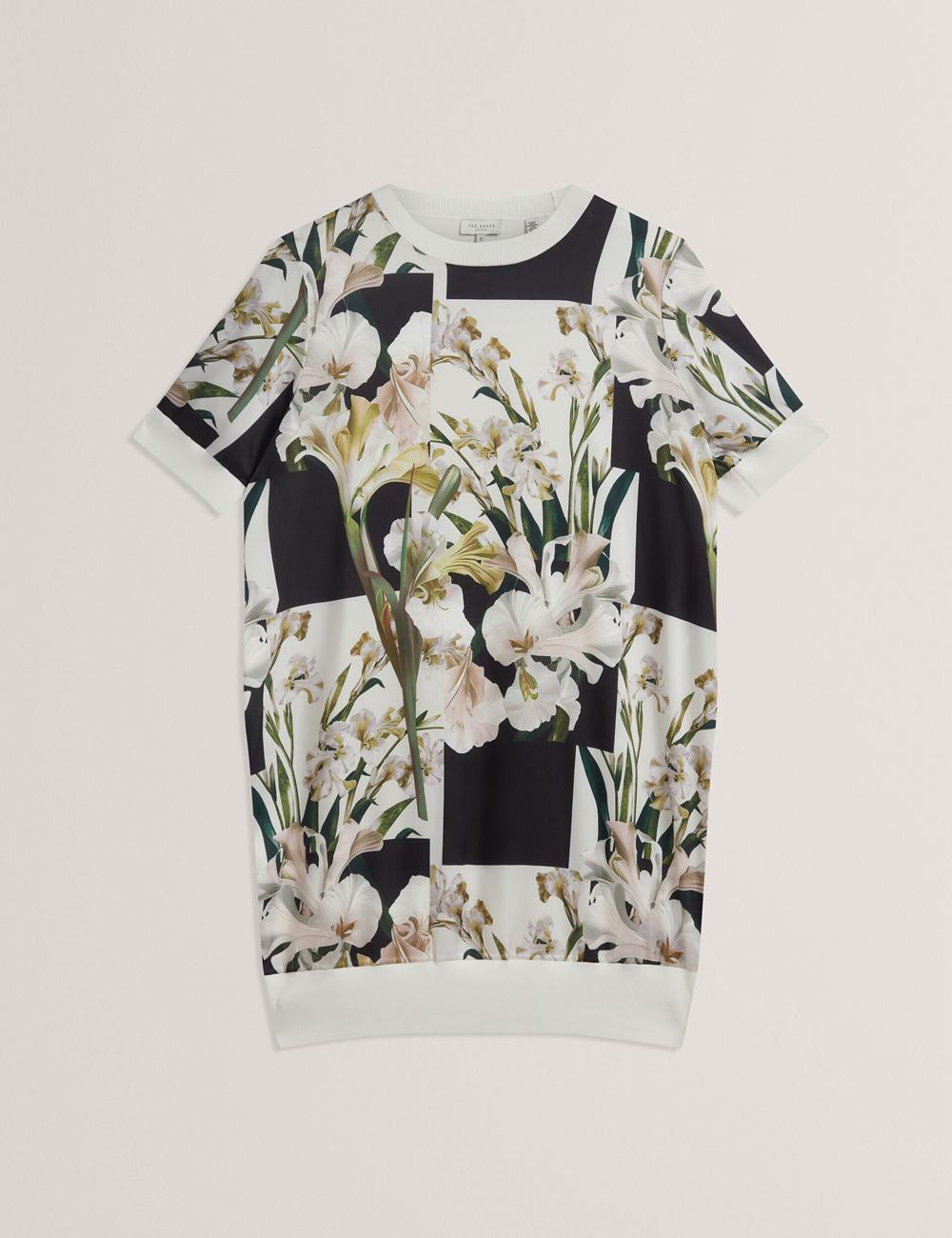 Ivory Ted Baker RONEEA - Printed Front Knitted Women Mini Dresses | SG  4281-VZWIC