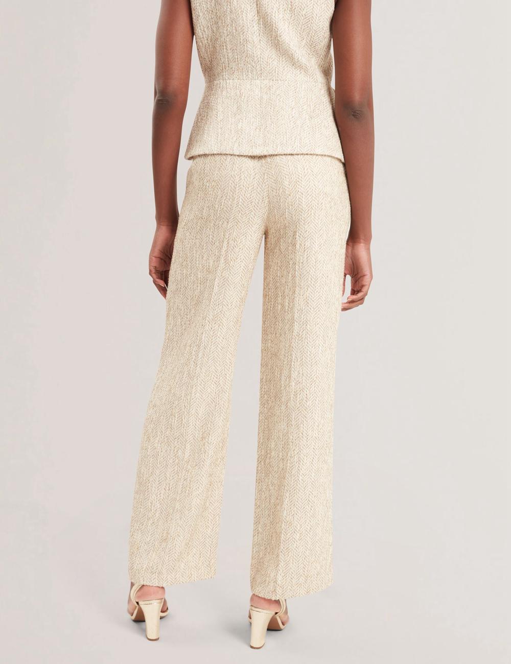 Ivory Ted Baker VULPAT - Boucle Herringbone Wide Leg Tailored Women Trousers | SG  3758-SEPTD