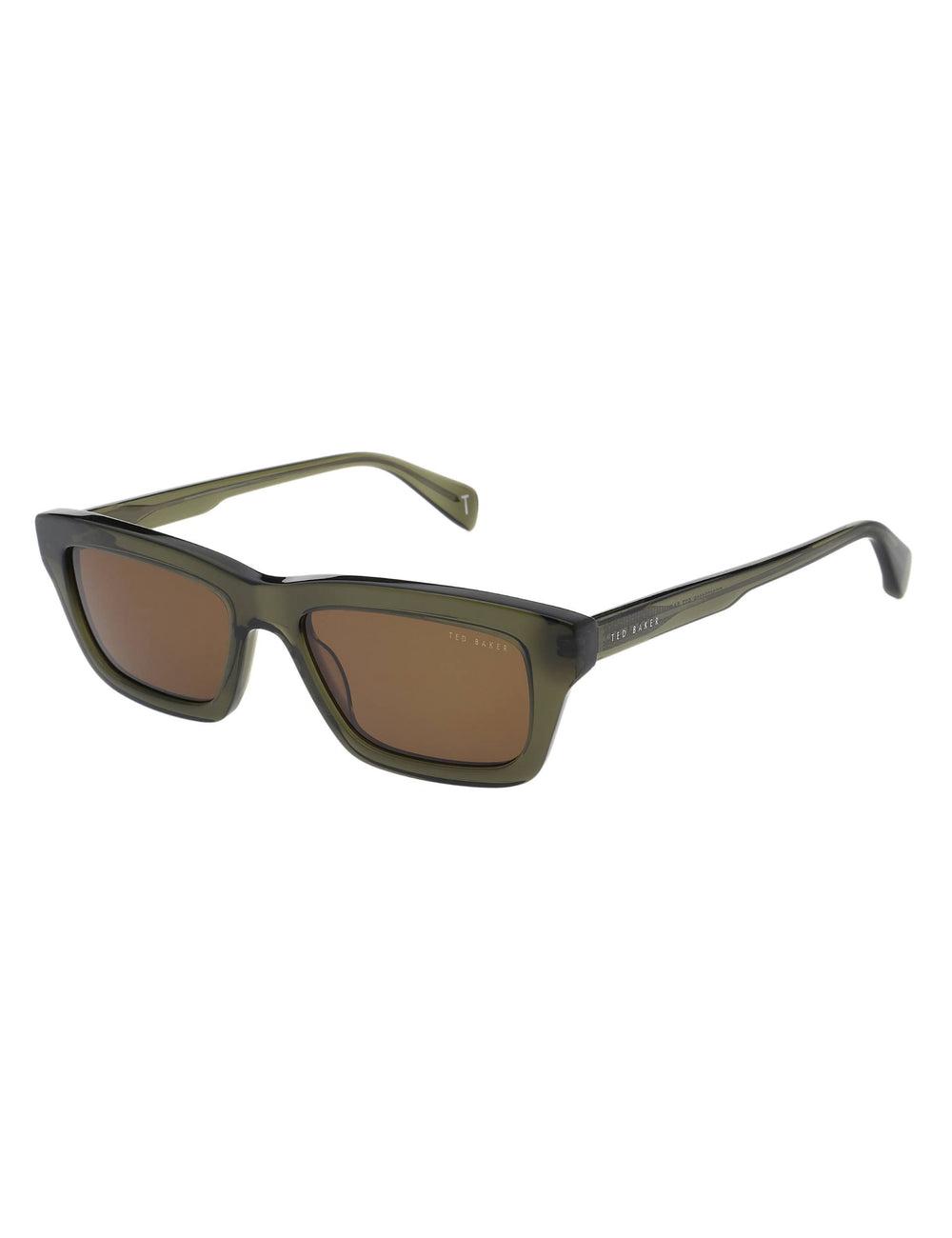 Khaki Green Ted Baker ARTHUR - Chunky Rectangle Acetate Men Sunglasses | SG  5876-OIKTZ