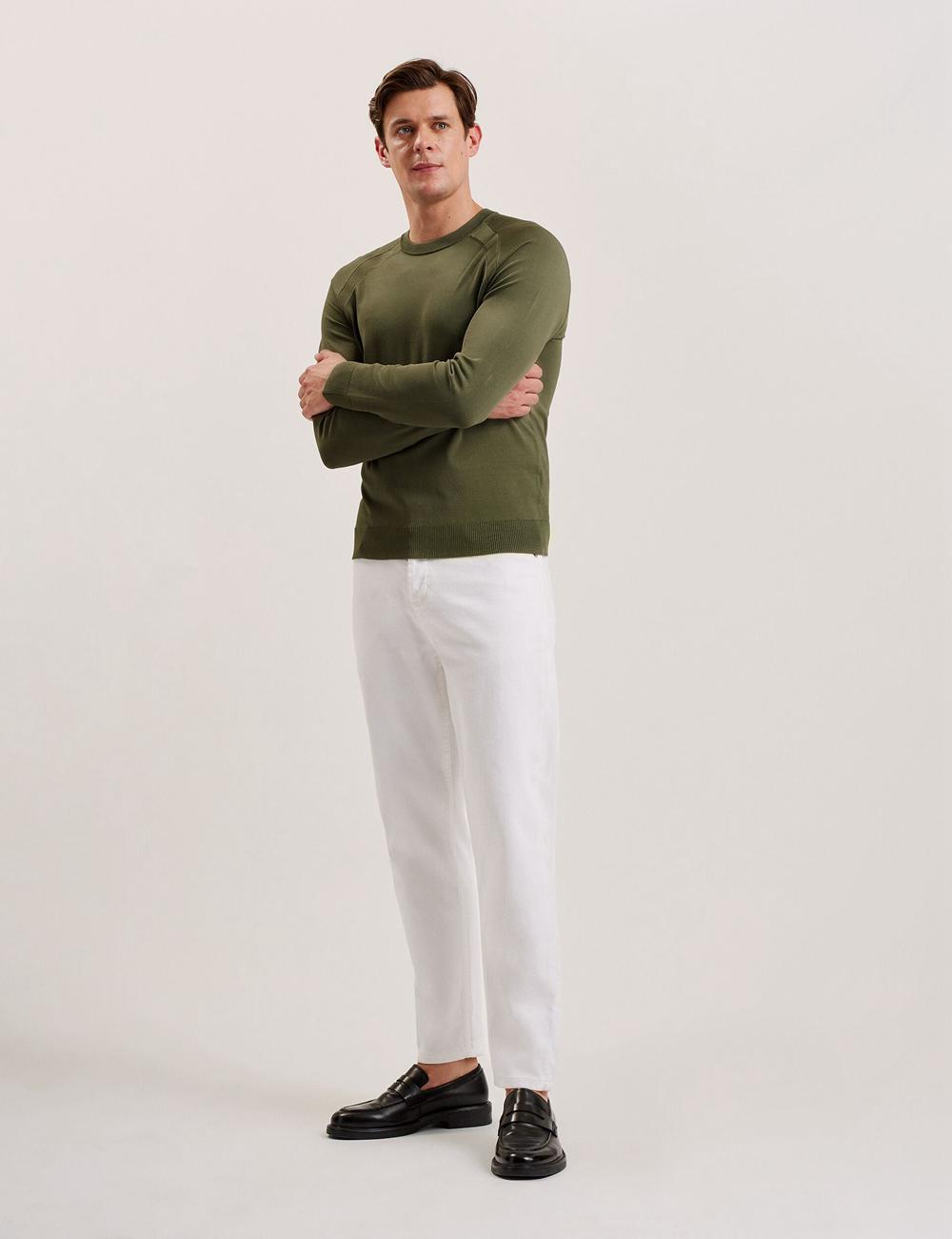 Khaki Ted Baker MAYWO - Saddle Shoulder Crew Neck Men Jumpers | SG  2548-DKZNR