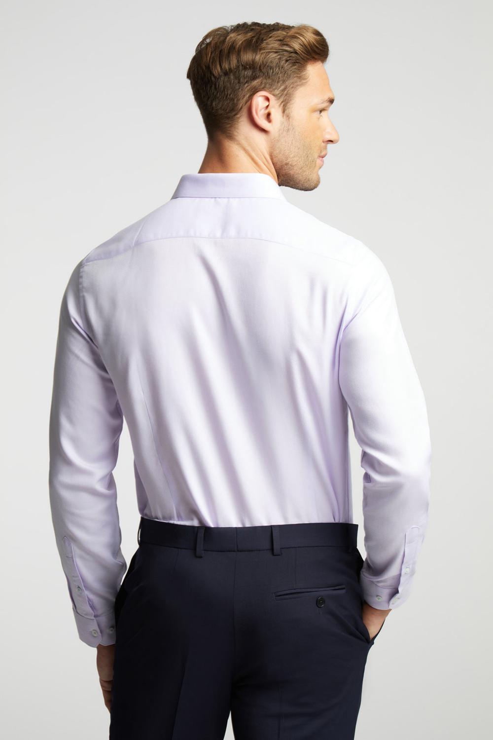 Lilac Ted Baker DALTON - Dobby Textured Cotton Slim Fit Men Formal Shirts | SG  2195-VOMHB