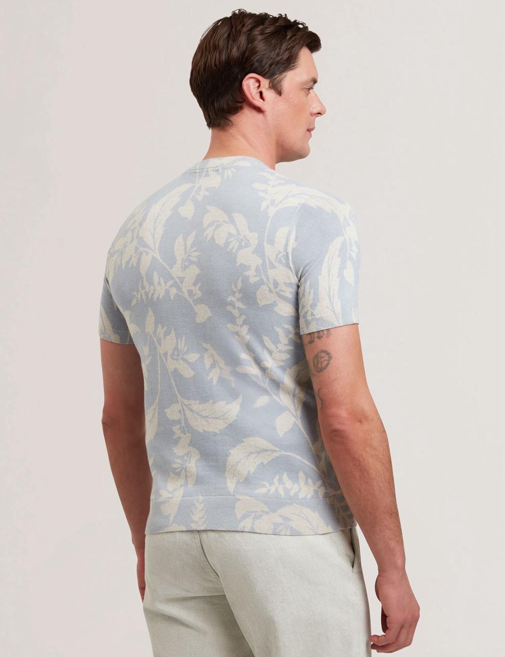 Lt-Blue Ted Baker DENNIO - Short Sleeve Printed Floral Men T-Shirts | SG  0518-DEXNR