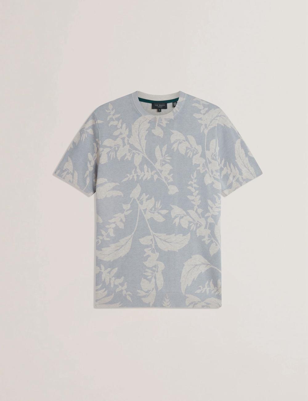 Lt-Blue Ted Baker DENNIO - Short Sleeve Printed Floral Men T-Shirts | SG  0518-DEXNR