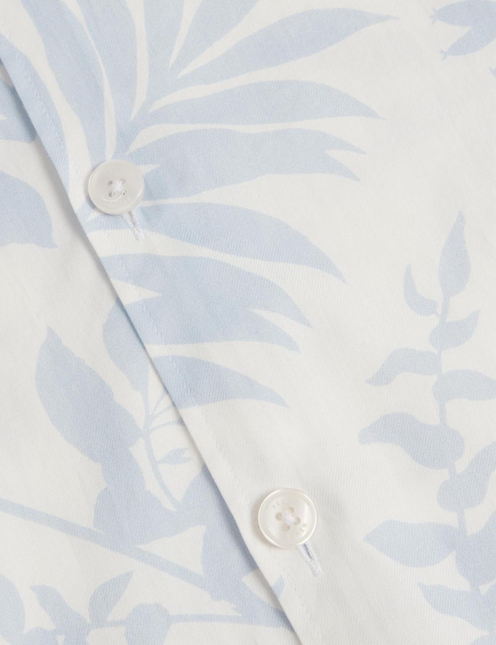 Lt-Blue Ted Baker KITS - Short Sleeve Relaxed Floral Print Men Casual Shirts | SG  0138-GWPBT