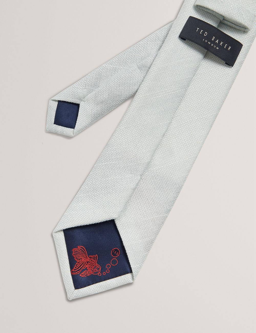 Lt-Green Ted Baker HAWKWEL - Linen Blend Woven Texture Men Ties | SG  8691-ZJFCR